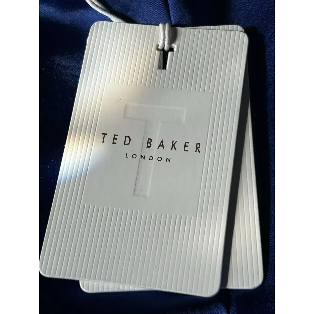 Ted Baker London NWT Women's MIKELLE Self Tie Halter Cam Dark Blue Size 2 $198 - Picture 9 of 11